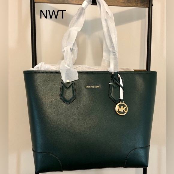 Michael Kors Handbags - Michael Kors Saylor Large Leather Tote, Dark Atlantic